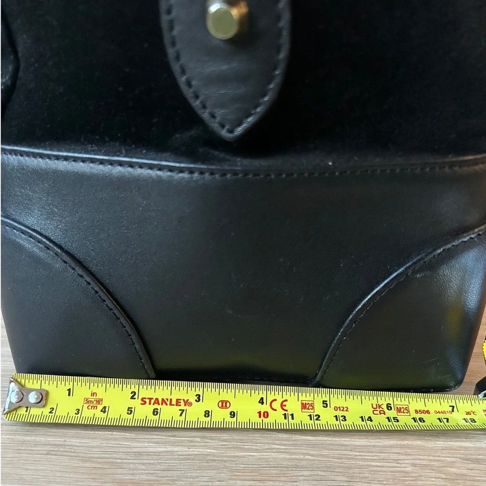 Dylan Kain Boston Doctor's Bowler Bag Black Leather Suede‎ Gold 2 Way Crossbody
